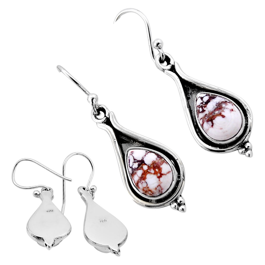 5.52cts back closed white wild horse magnesite 925 silver dangle earrings n52319