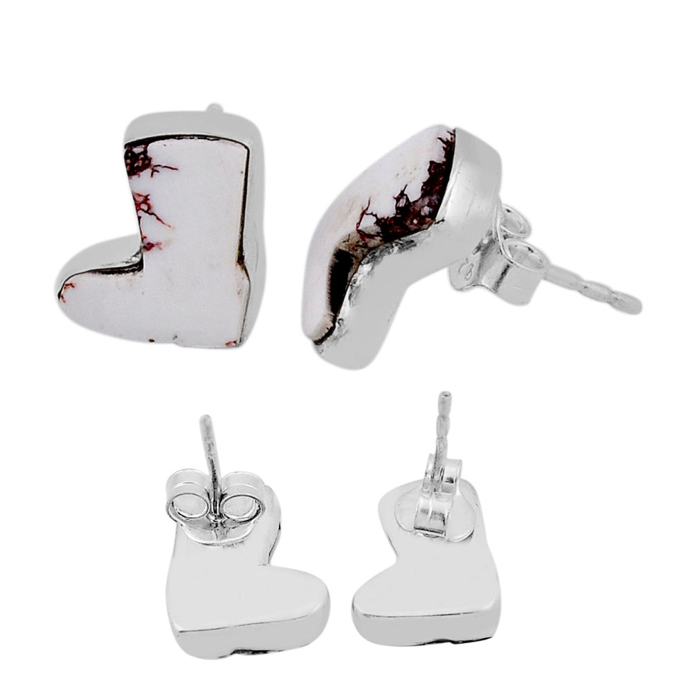 5.78cts back closed wild horse magnesite 925 silver cowboy boots earrings n37318
