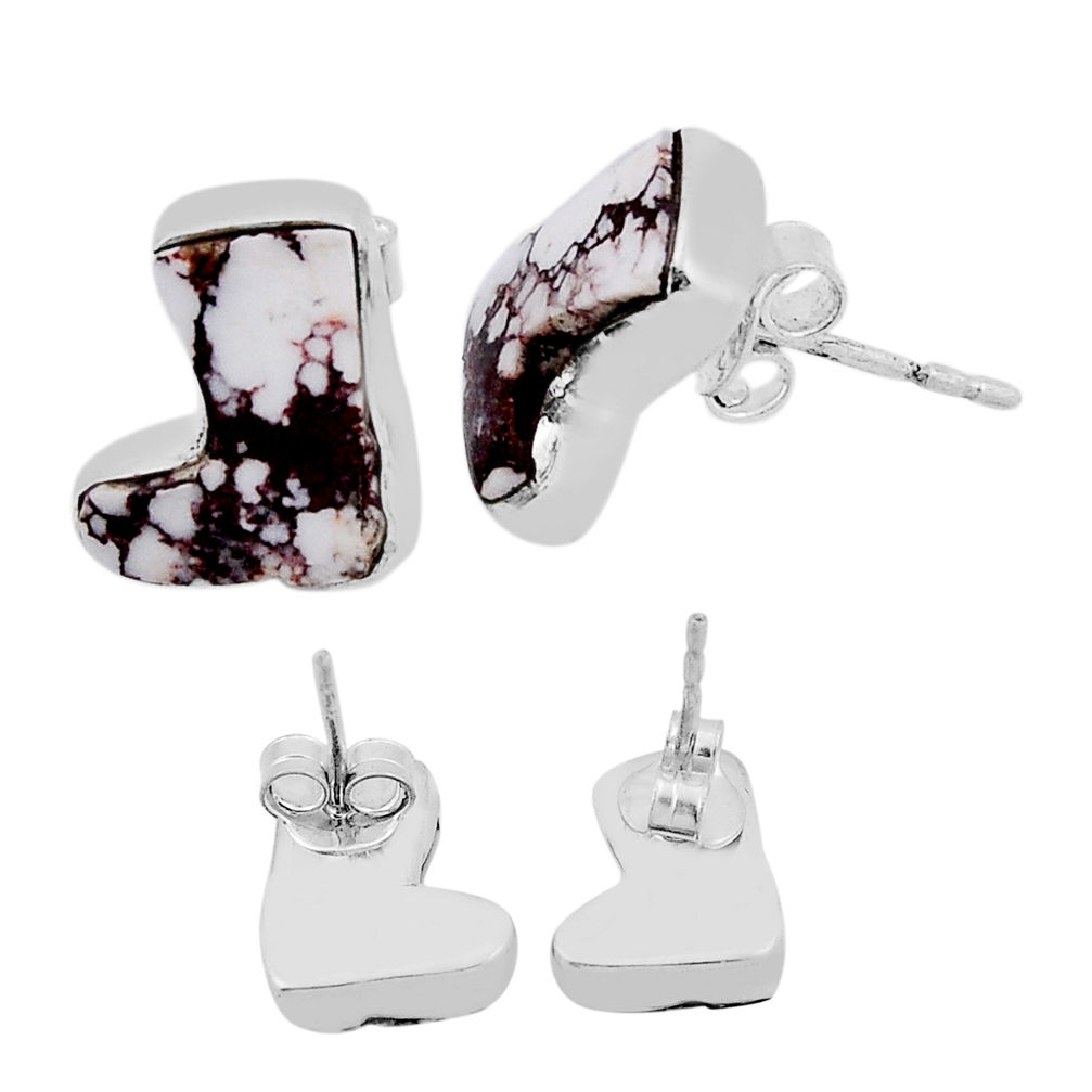 6.97cts back closed wild horse magnesite 925 silver cowboy boots earrings n37320
