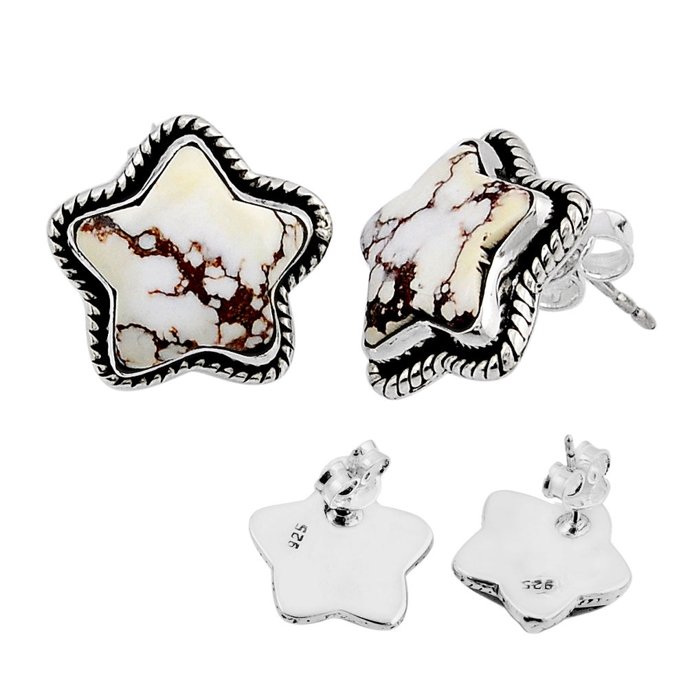 11.62cts back closed wild horse magnesite 925 silver star fish earrings c31863