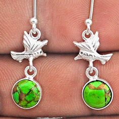 4.18cts birds green copper turquoise 925 sterling silver earrings jewelry t85383