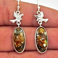 8.35cts birds natural wild horse magnesite 925 silver dangle earrings n28872