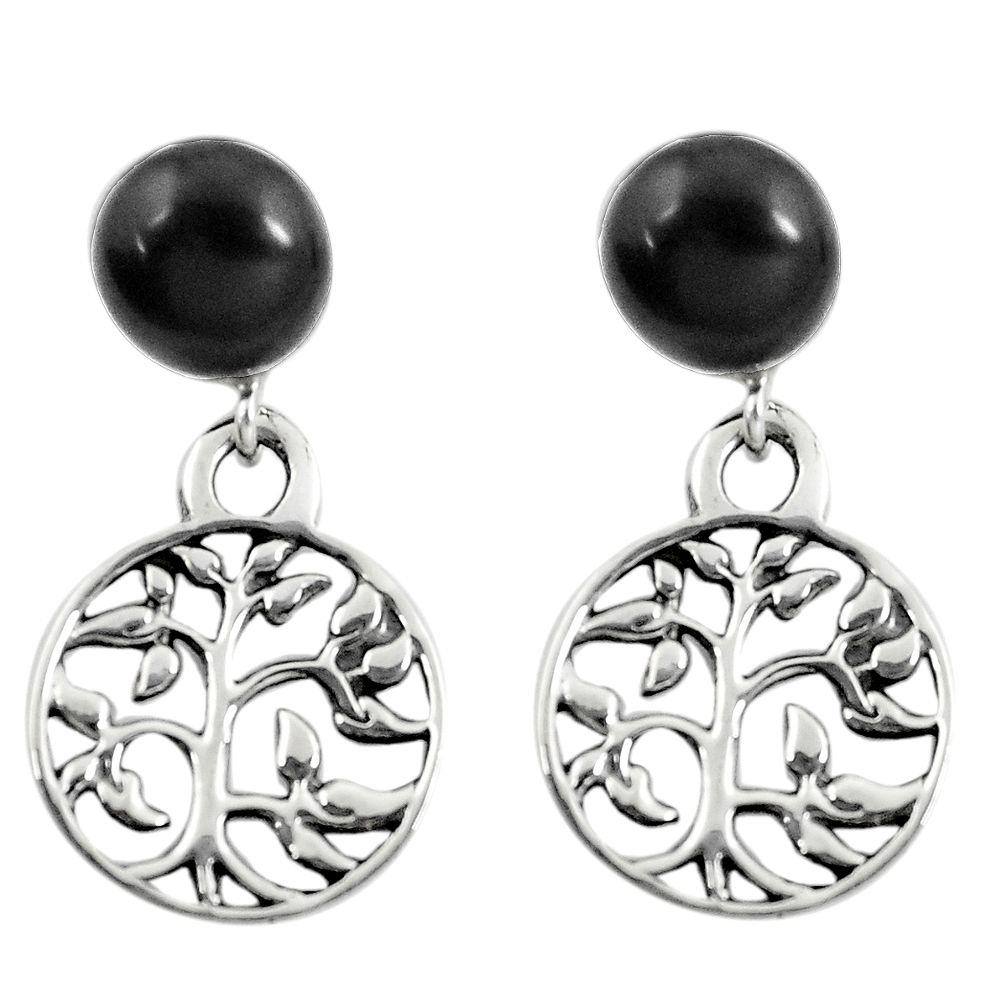 4.34cts black onyx enamel 925 silver tree of life earrings jewelry c11650