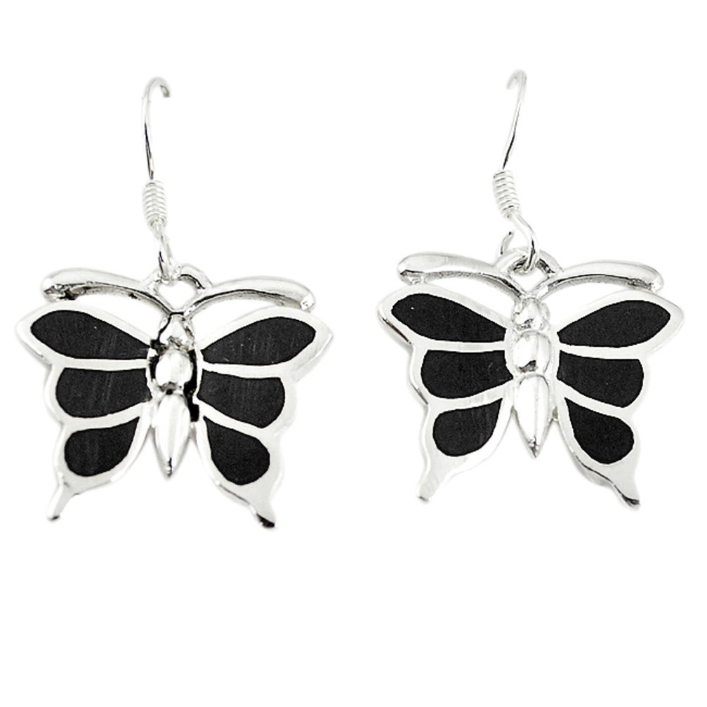 Black onyx enamel 925 sterling silver butterfly earrings jewelry a67815 c14334