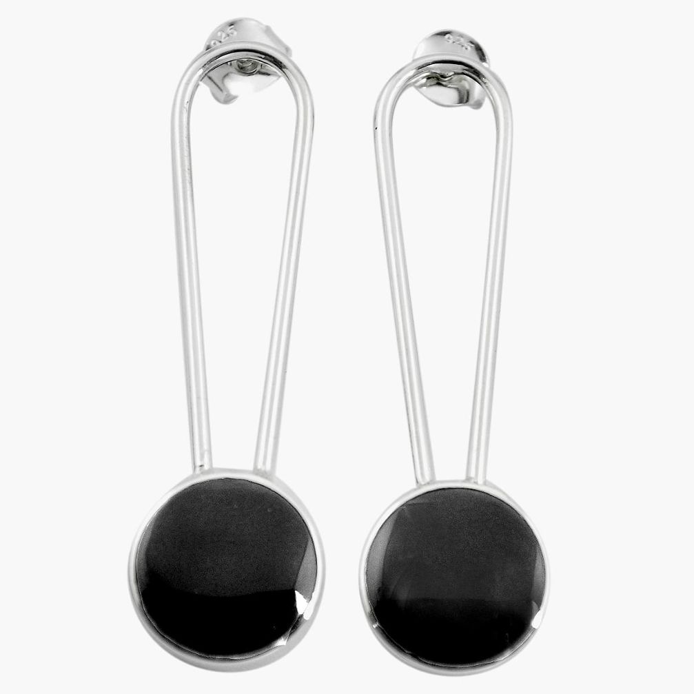 Black onyx enamel 925 sterling silver dangle earrings jewelry c23068