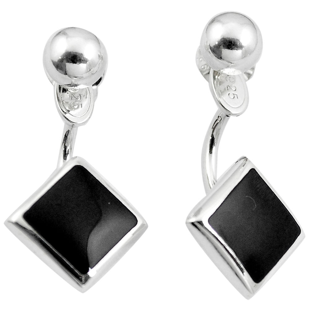 Black onyx enamel 925 sterling silver dangle earrings jewelry c23072