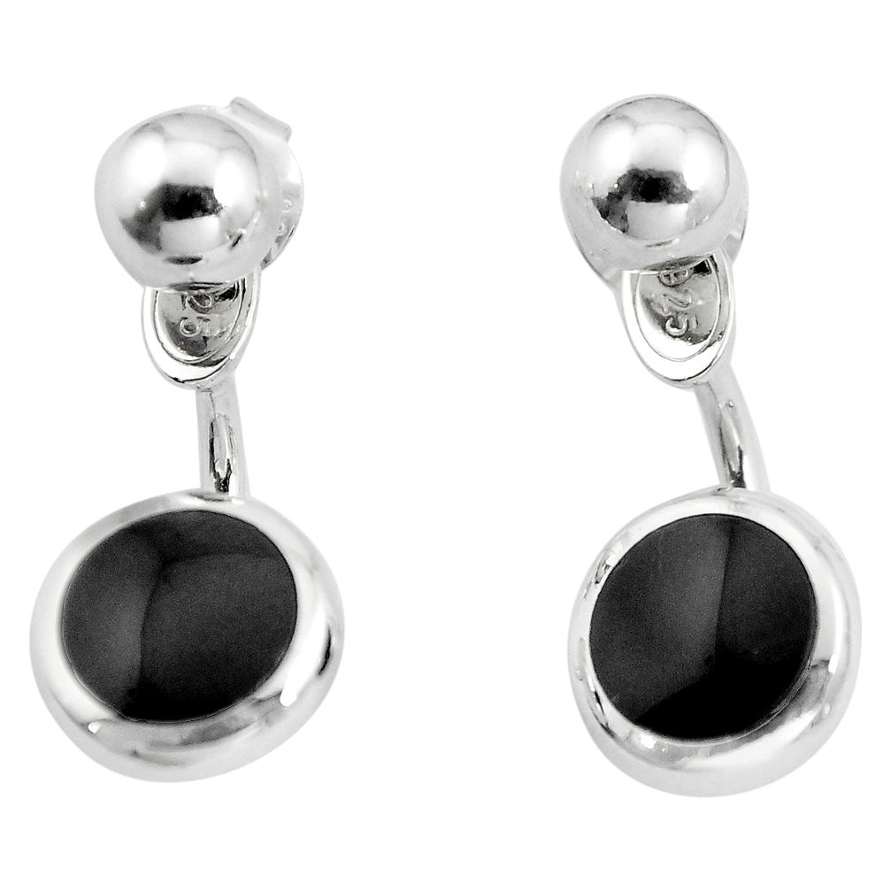 Black onyx enamel 925 sterling silver dangle earrings jewelry c23079