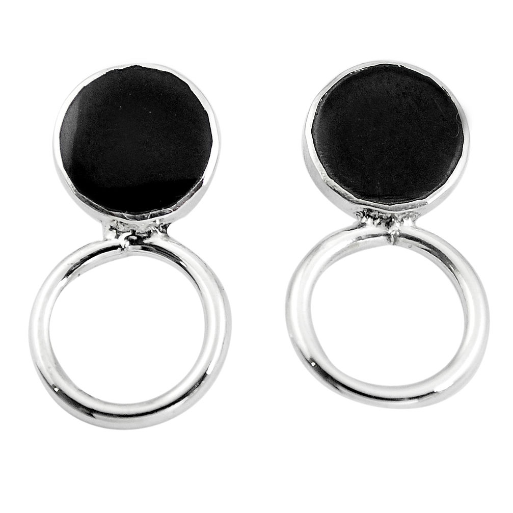 Black onyx enamel 925 sterling silver dangle earrings jewelry c23095