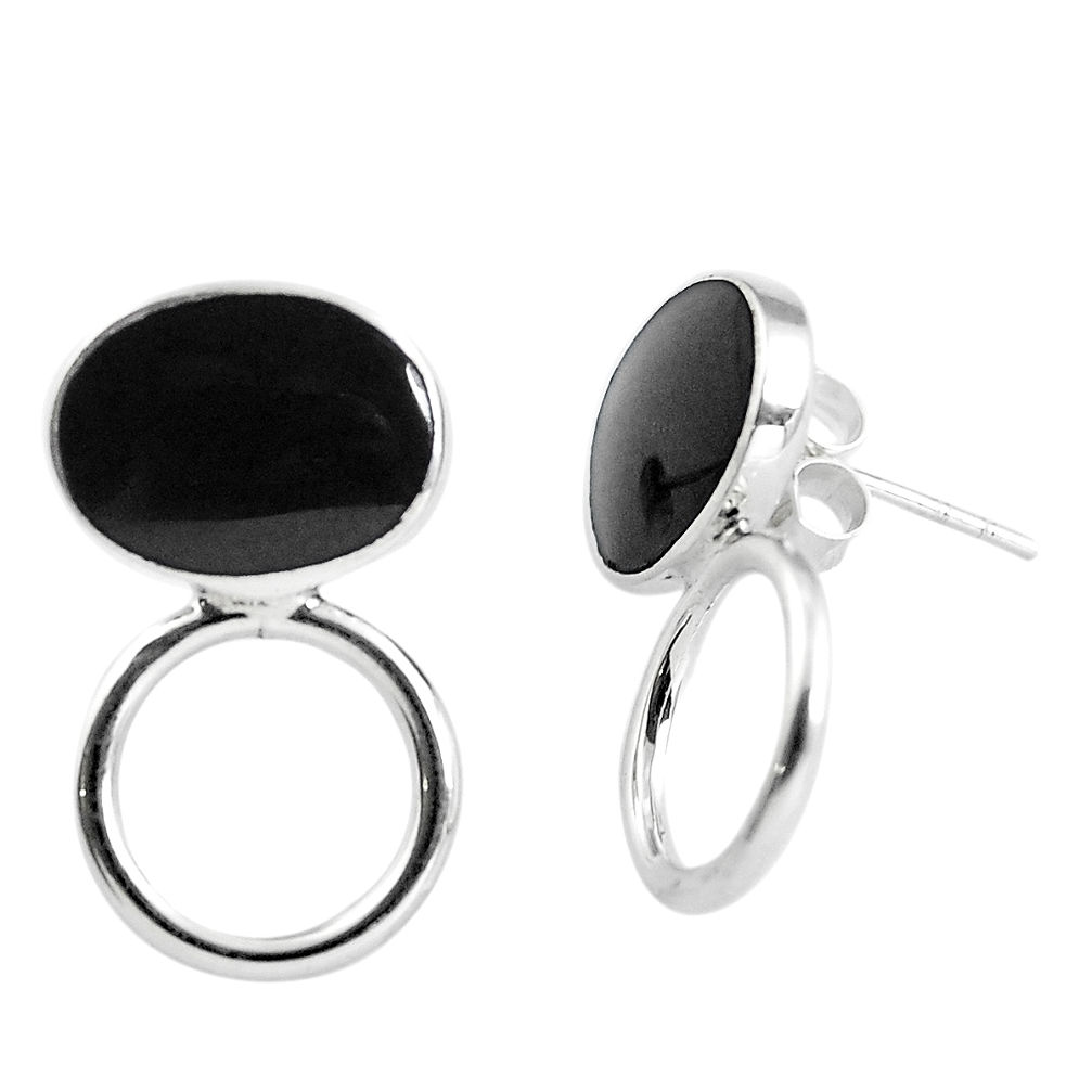 Black onyx enamel 925 sterling silver dangle earrings jewelry c25479