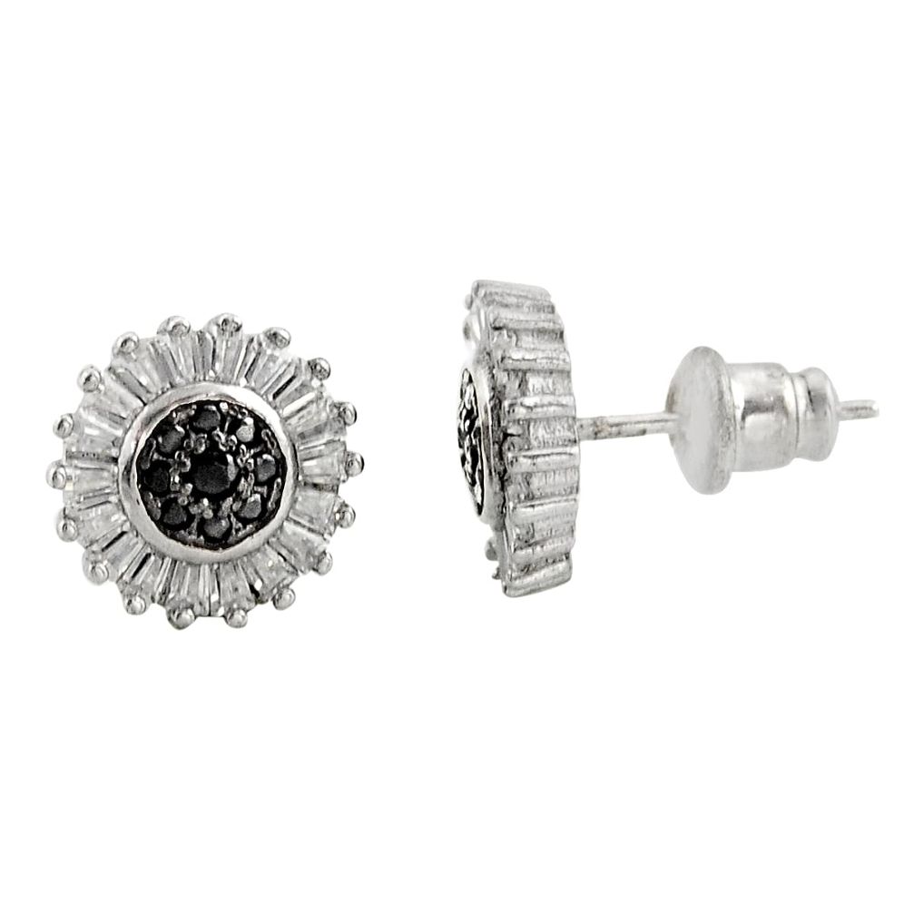 4.08cts black topaz quartz topaz 925 sterling silver stud earrings c9490