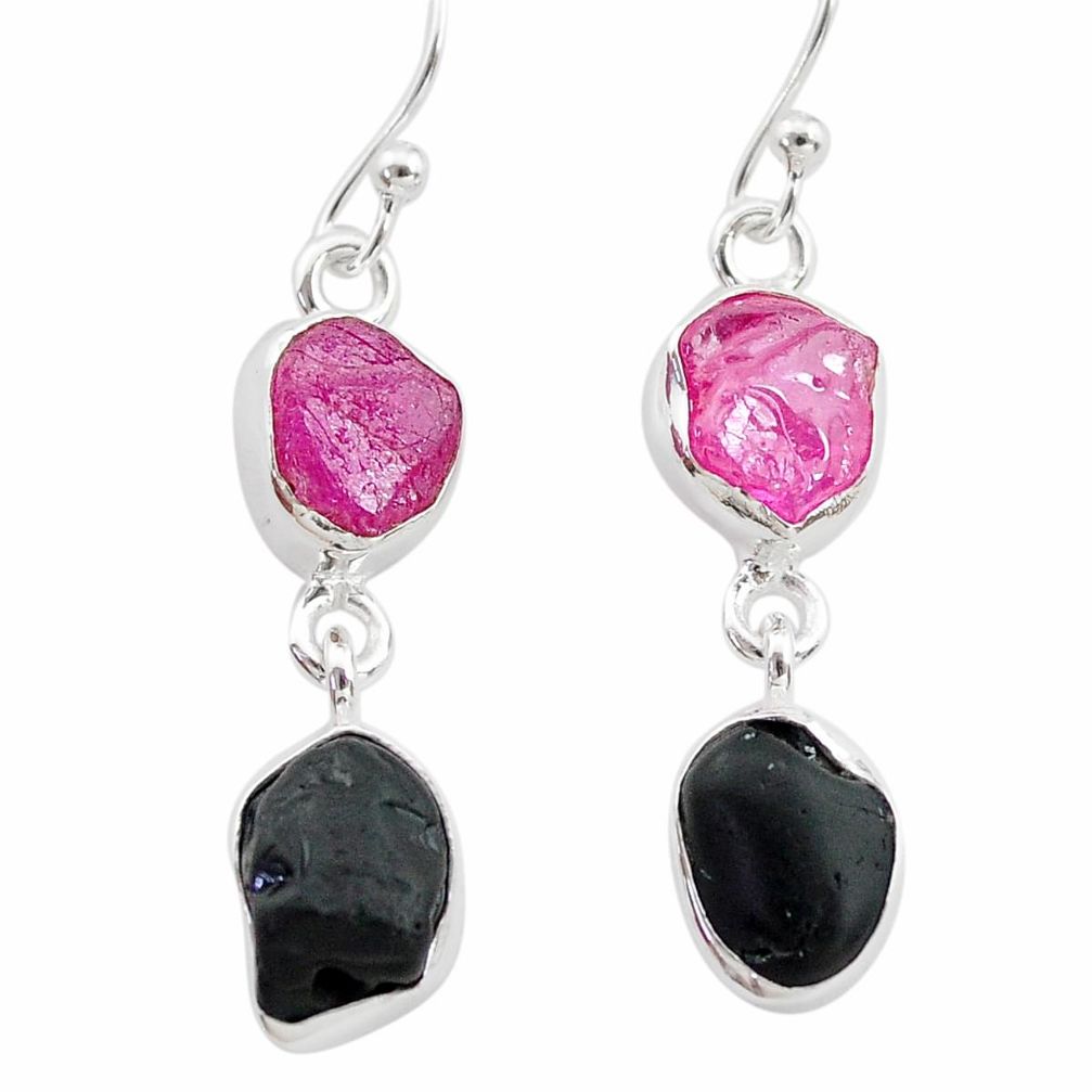 9.83cts black tourmaline herkimer diamond 925 silver dangle earrings t21169