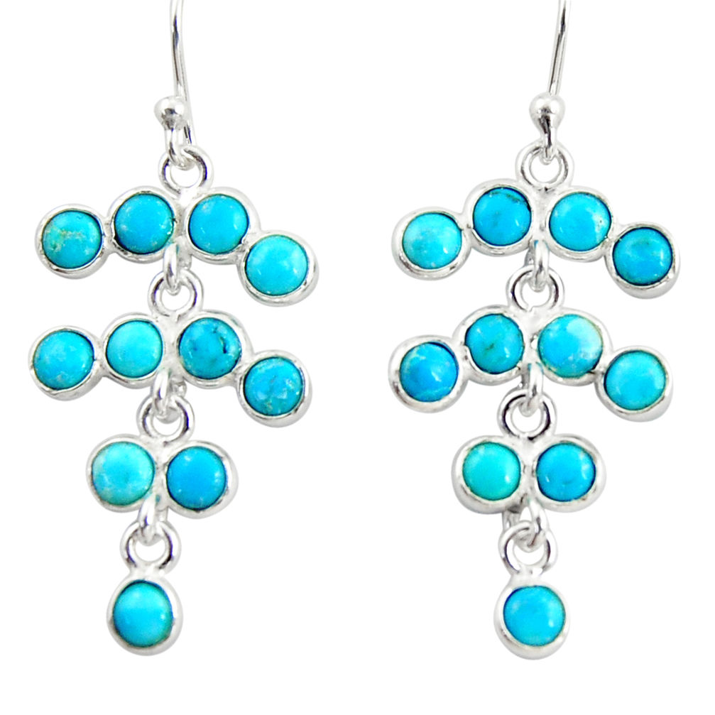 8.97cts blue arizona mohave turquoise 925 silver chandelier earrings r35629