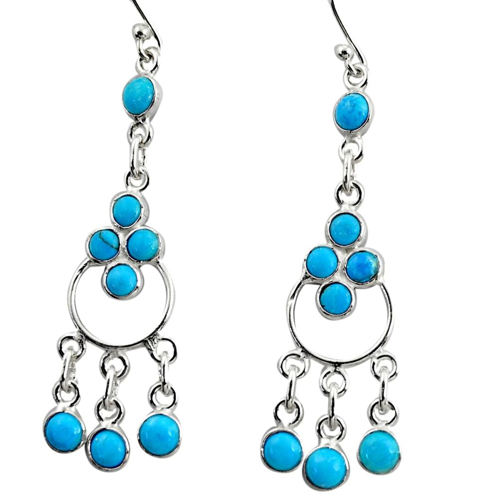 8.49cts blue arizona mohave turquoise 925 silver chandelier earrings r35662