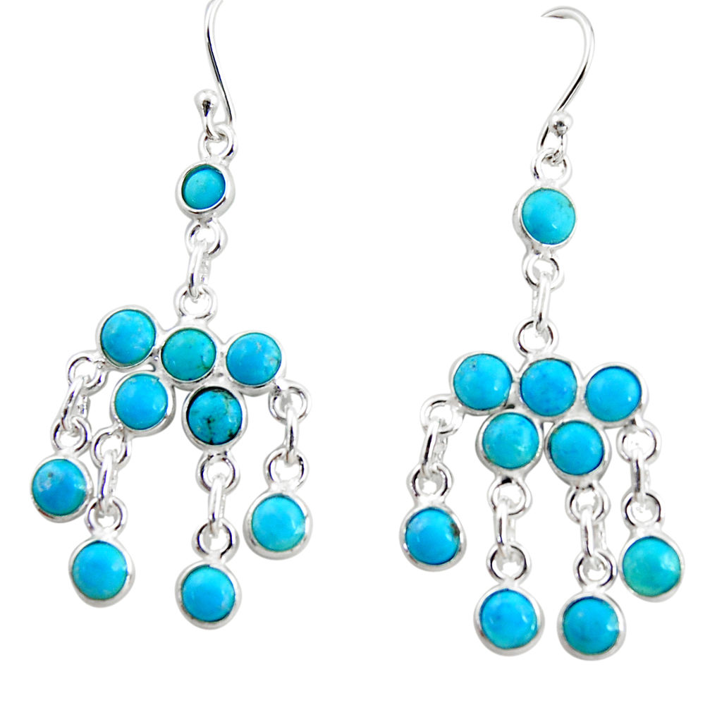 12.22cts blue arizona mohave turquoise 925 silver chandelier earrings r35782