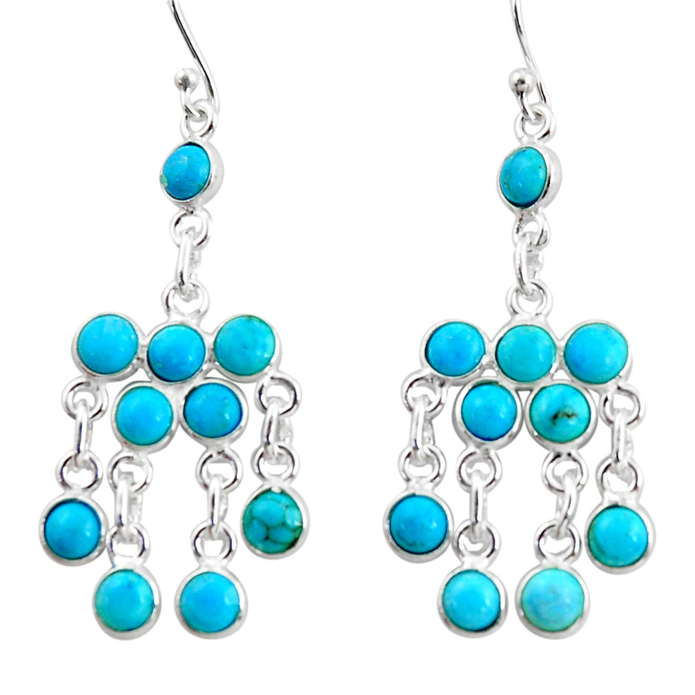 12.68cts blue arizona mohave turquoise 925 silver chandelier earrings r35787