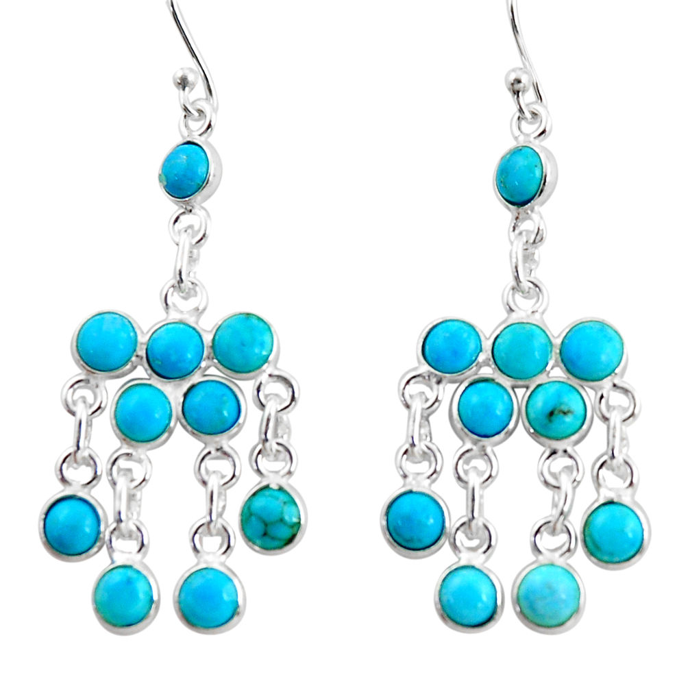 11.68cts blue arizona mohave turquoise 925 silver chandelier earrings r35789