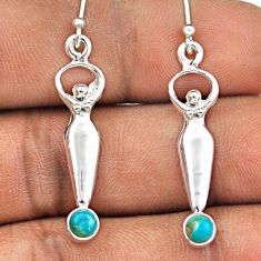 1.11cts blue arizona mohave turquoise 925 silver spirit healer earrings t89048
