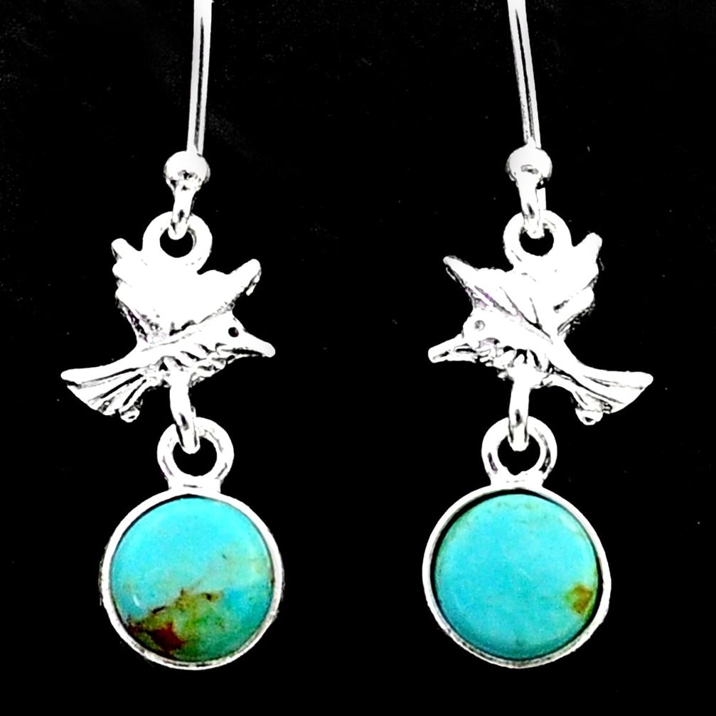 2.44cts blue arizona mohave turquoise 925 sterling silver birds earrings t62861