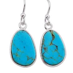 6.38cts blue arizona mohave turquoise 925 sterling silver dangle earrings n38448