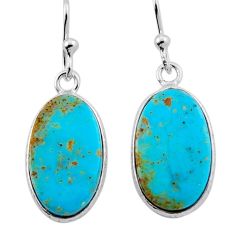 7.48cts blue arizona mohave turquoise 925 sterling silver dangle earrings n38465