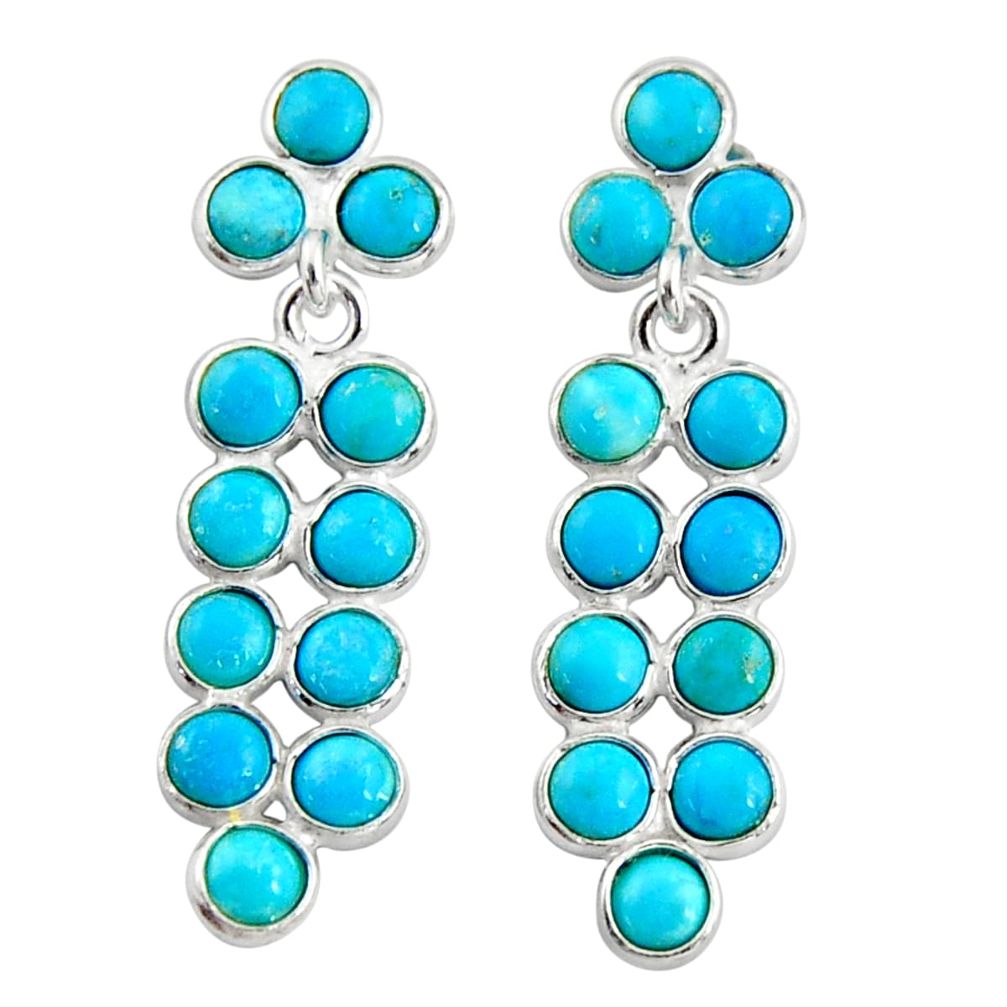 7.57cts blue arizona mohave turquoise 925 sterling silver dangle earrings r35506