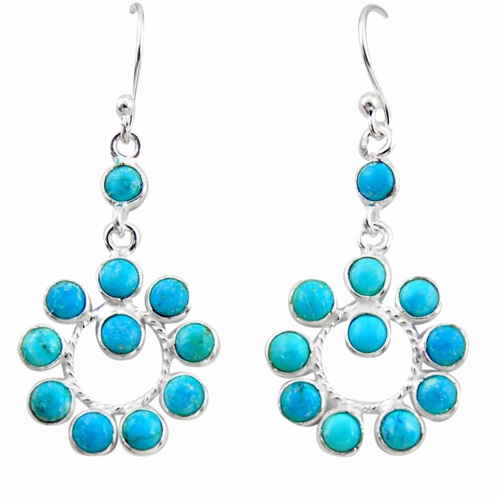 8.15cts blue arizona mohave turquoise 925 sterling silver dangle earrings r35522