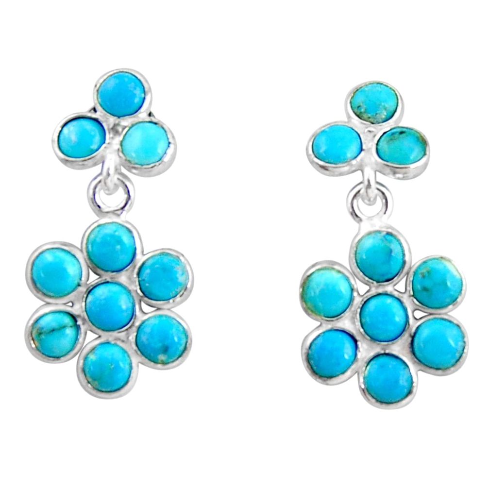 7.15cts blue arizona mohave turquoise 925 sterling silver dangle earrings r35543