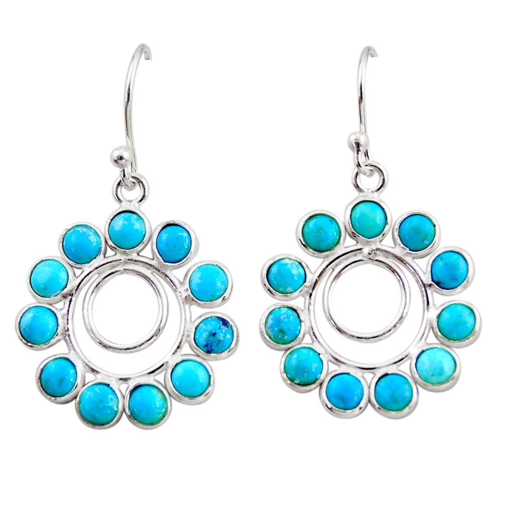 9.22cts blue arizona mohave turquoise 925 sterling silver dangle earrings r35561