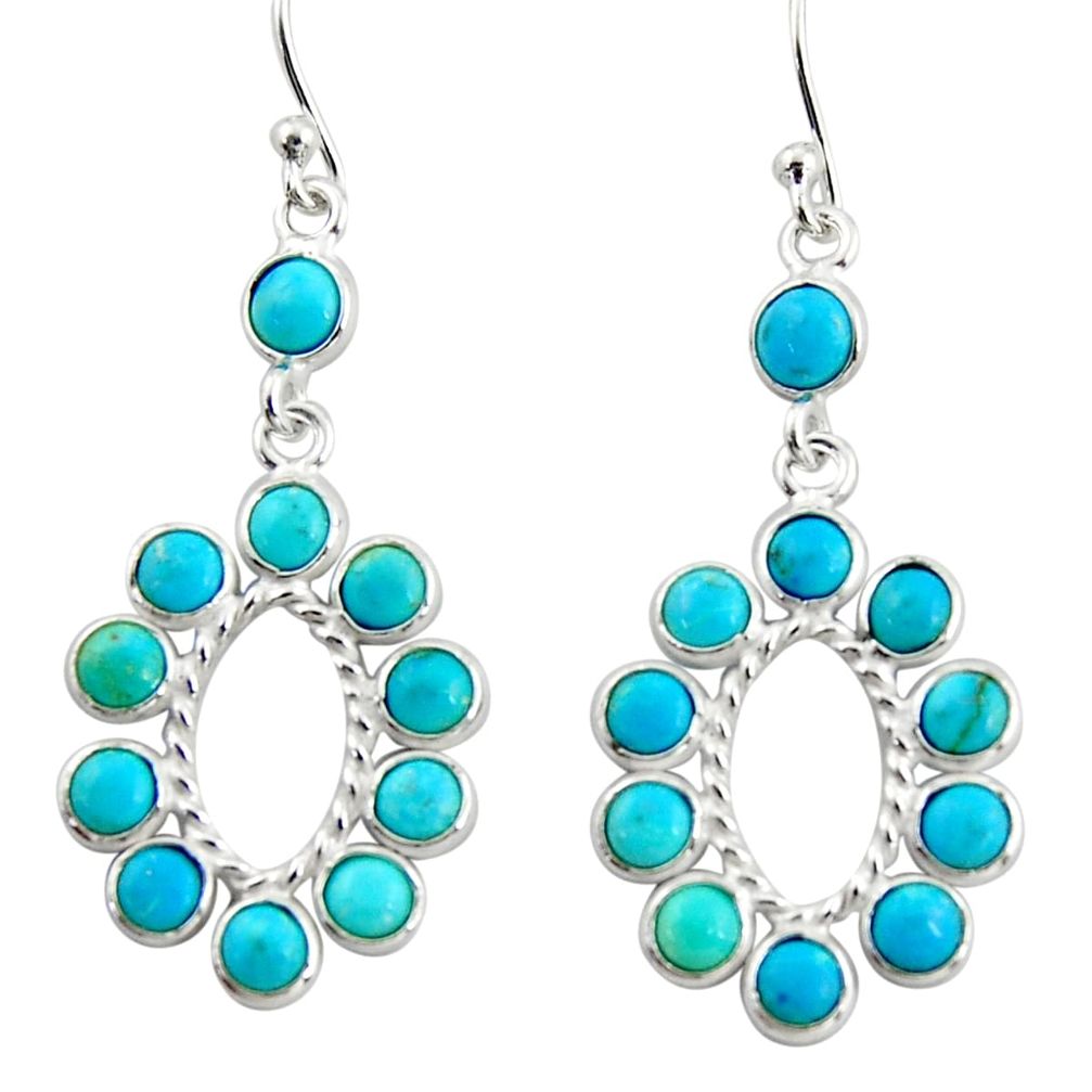 9.22cts blue arizona mohave turquoise 925 sterling silver dangle earrings r35582