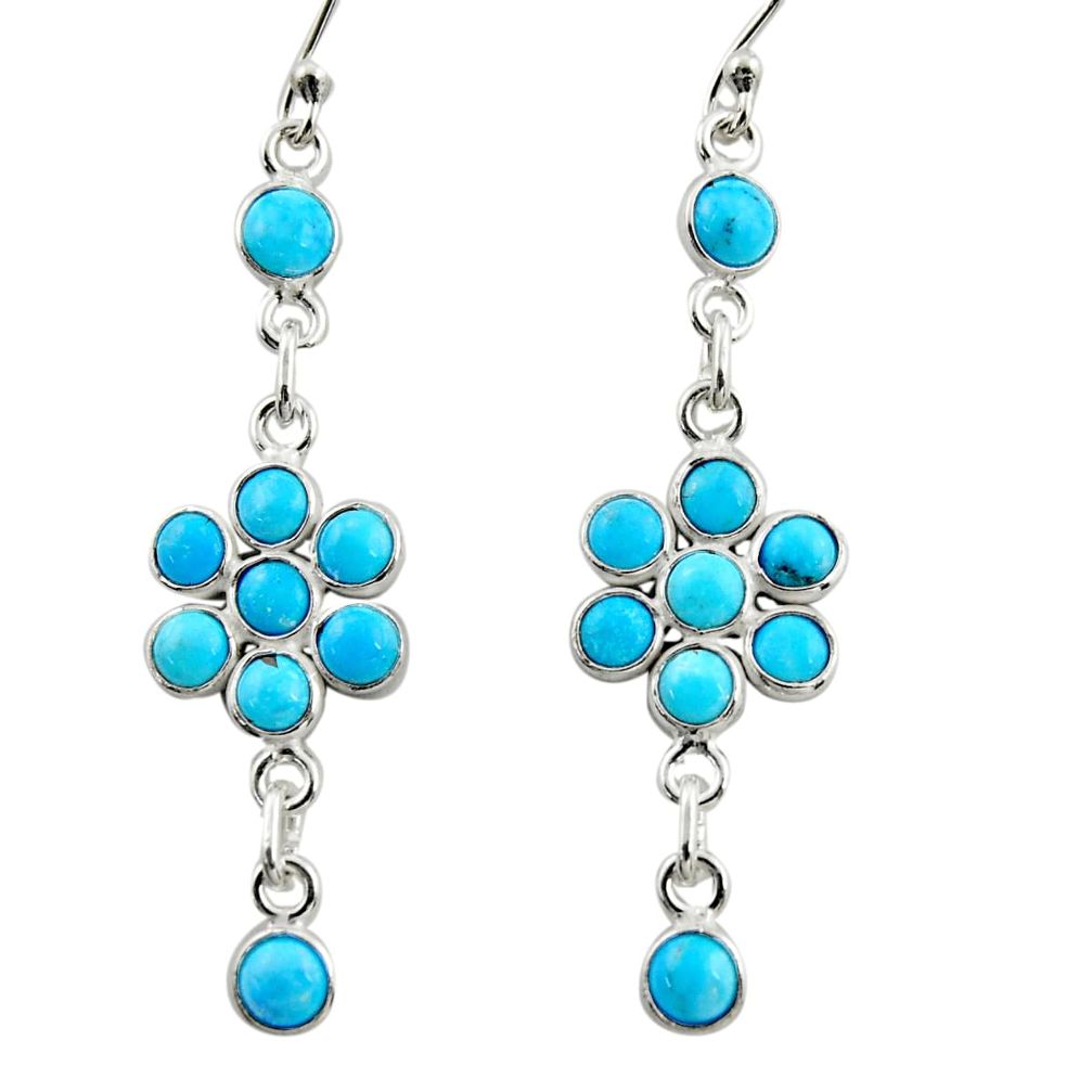7.57cts blue arizona mohave turquoise 925 sterling silver dangle earrings r35647
