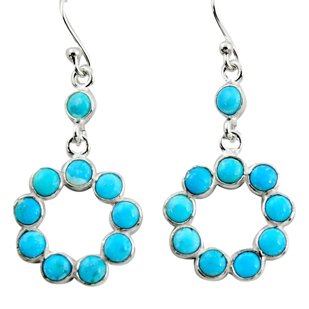 6.67cts blue arizona mohave turquoise 925 sterling silver dangle earrings r35686