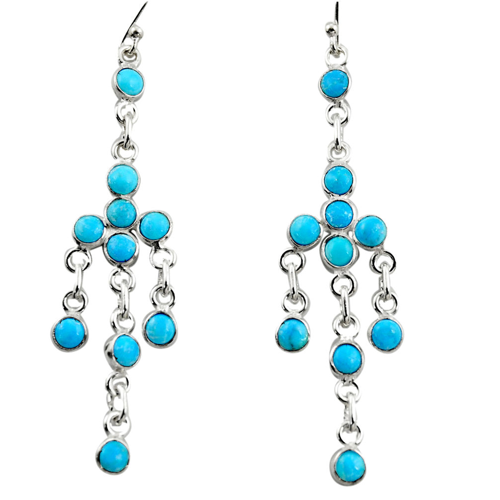 9.72cts blue arizona mohave turquoise 925 sterling silver dangle earrings r35706