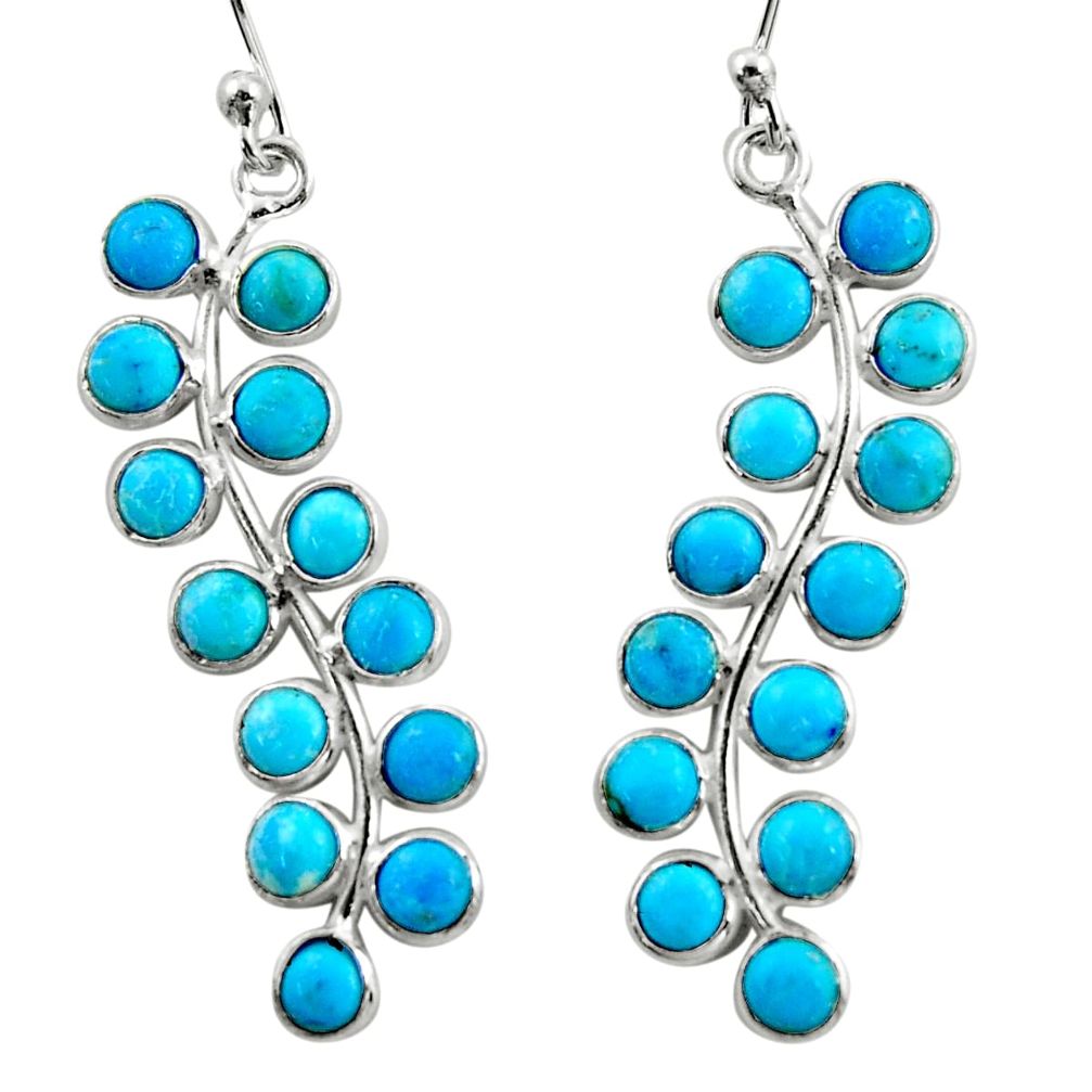 8.70cts blue arizona mohave turquoise 925 sterling silver dangle earrings r35741