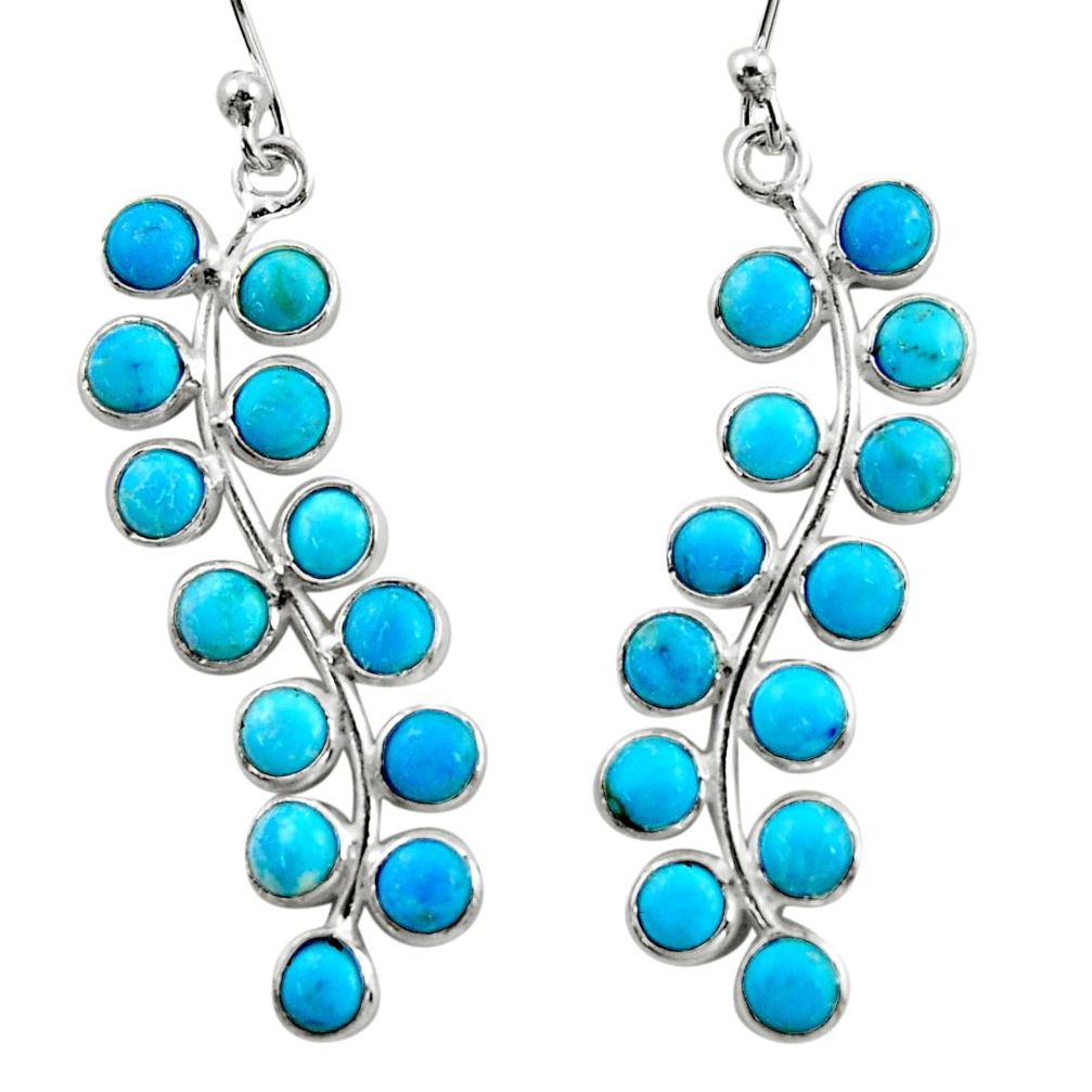 8.68cts blue arizona mohave turquoise 925 sterling silver dangle earrings r35743