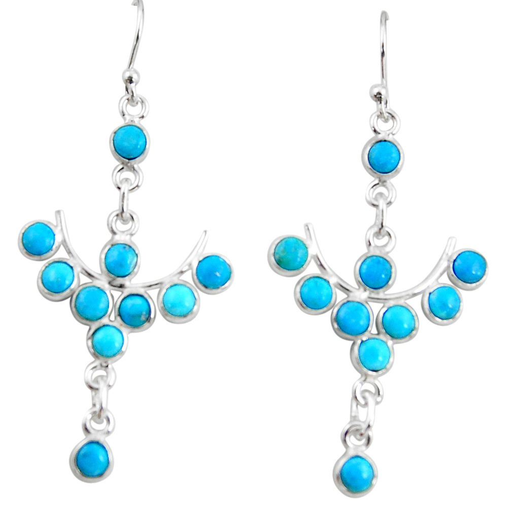 9.22cts blue arizona mohave turquoise 925 sterling silver dangle earrings r35763