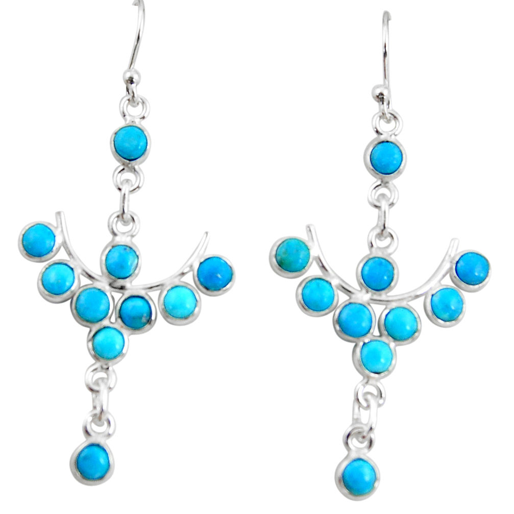 9.18cts blue arizona mohave turquoise 925 sterling silver dangle earrings r35768