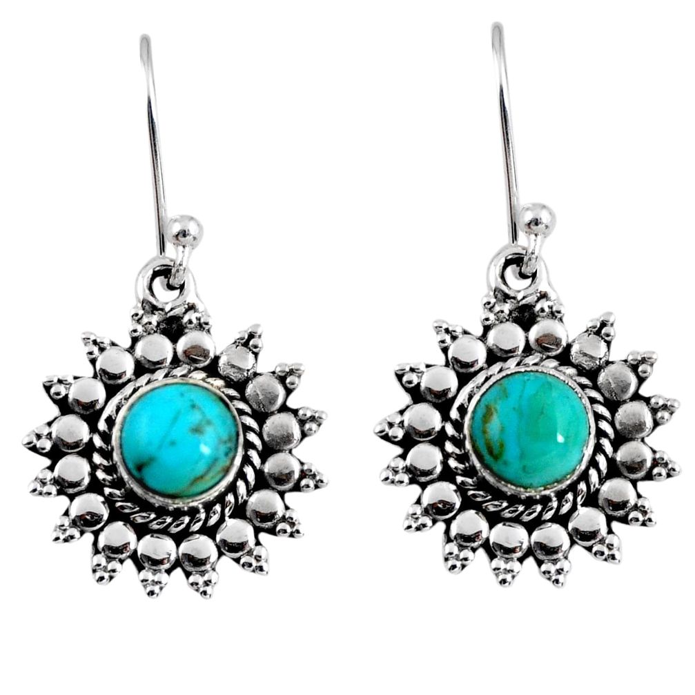 2.90cts blue arizona mohave turquoise 925 sterling silver dangle earrings r55180