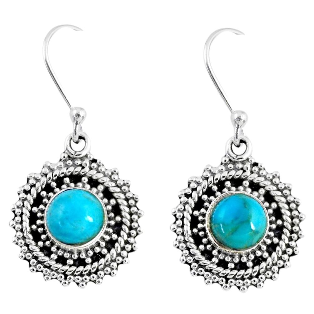 3.11cts blue arizona mohave turquoise 925 sterling silver dangle earrings r55183