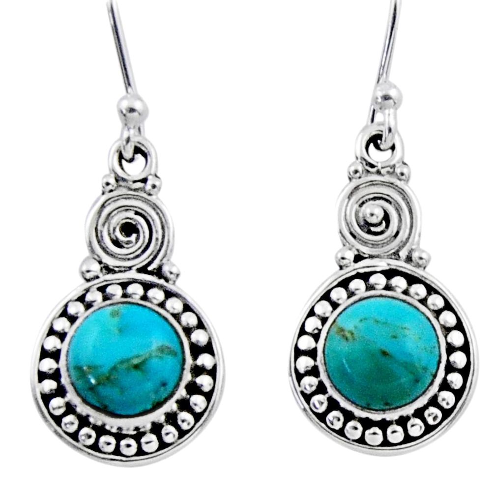 2.44cts blue arizona mohave turquoise 925 sterling silver dangle earrings r55241