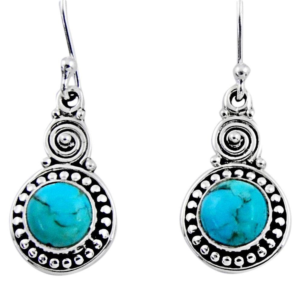 2.39cts blue arizona mohave turquoise 925 sterling silver dangle earrings r55242