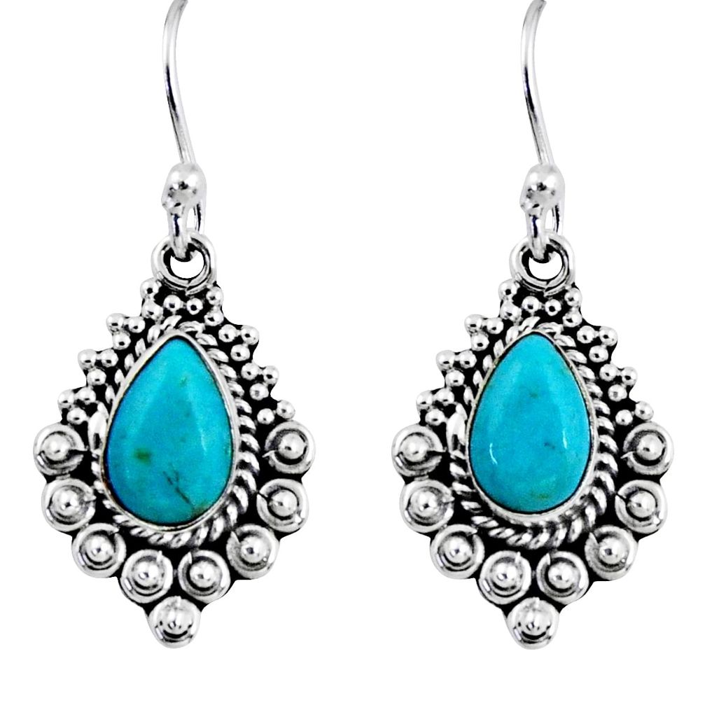 4.42cts blue arizona mohave turquoise 925 sterling silver dangle earrings r55243