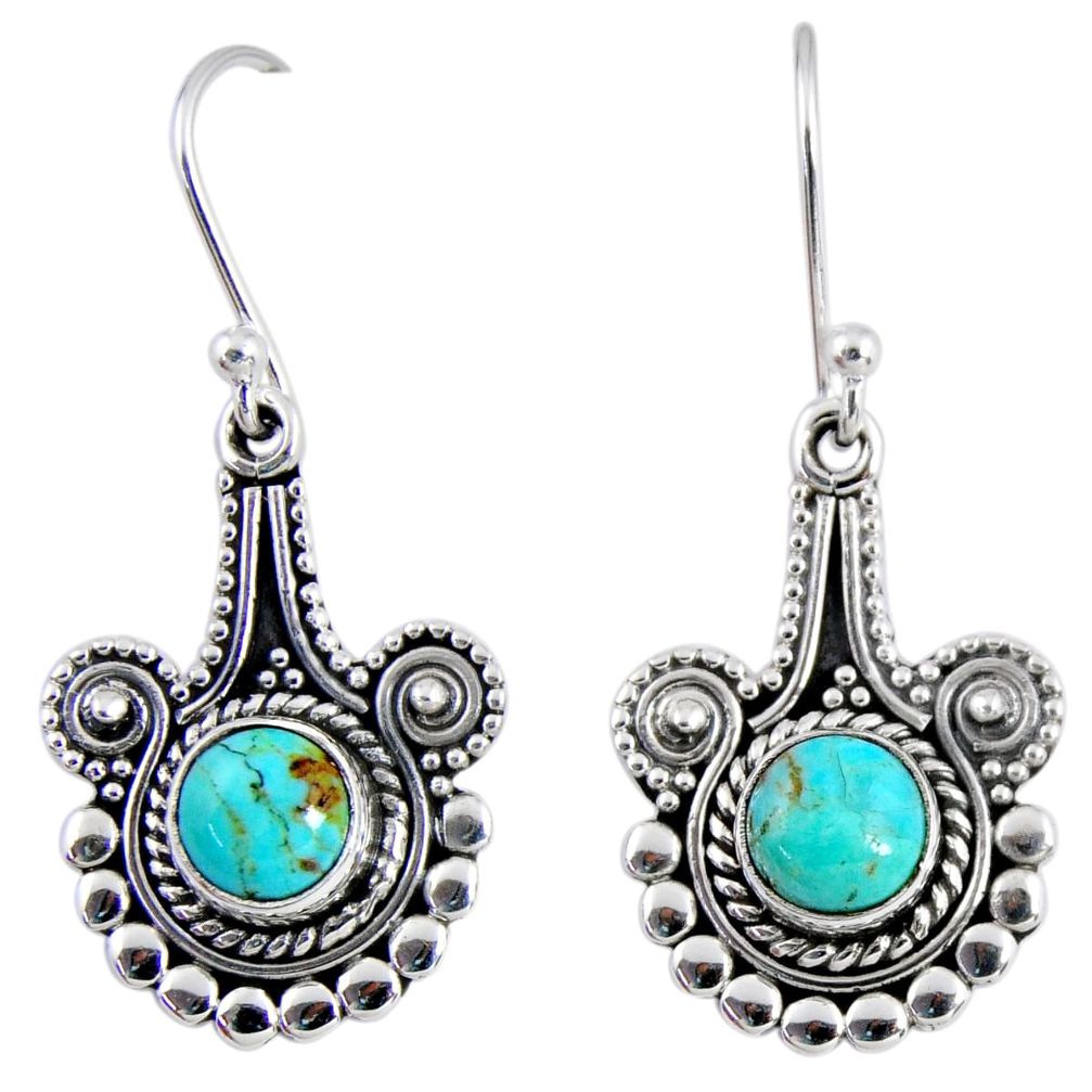 2.56cts blue arizona mohave turquoise 925 sterling silver dangle earrings r55293