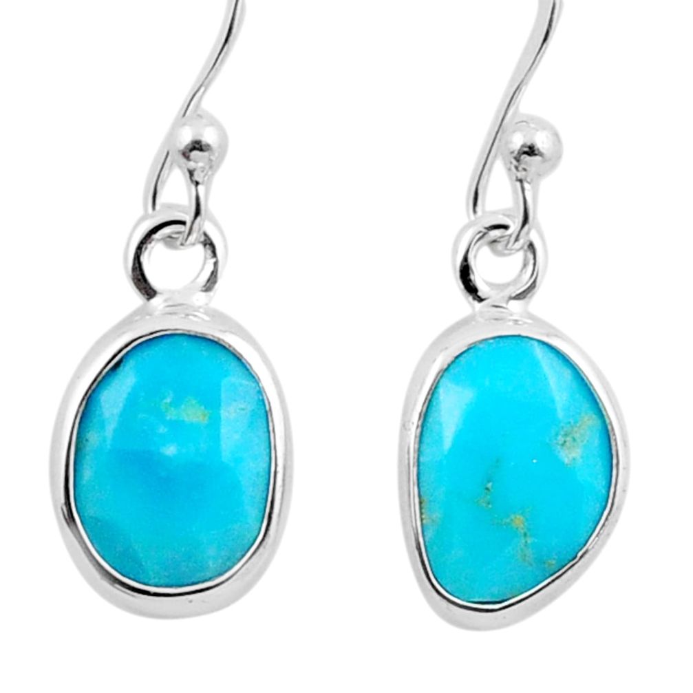 4.97cts blue arizona mohave turquoise 925 sterling silver dangle earrings u18741