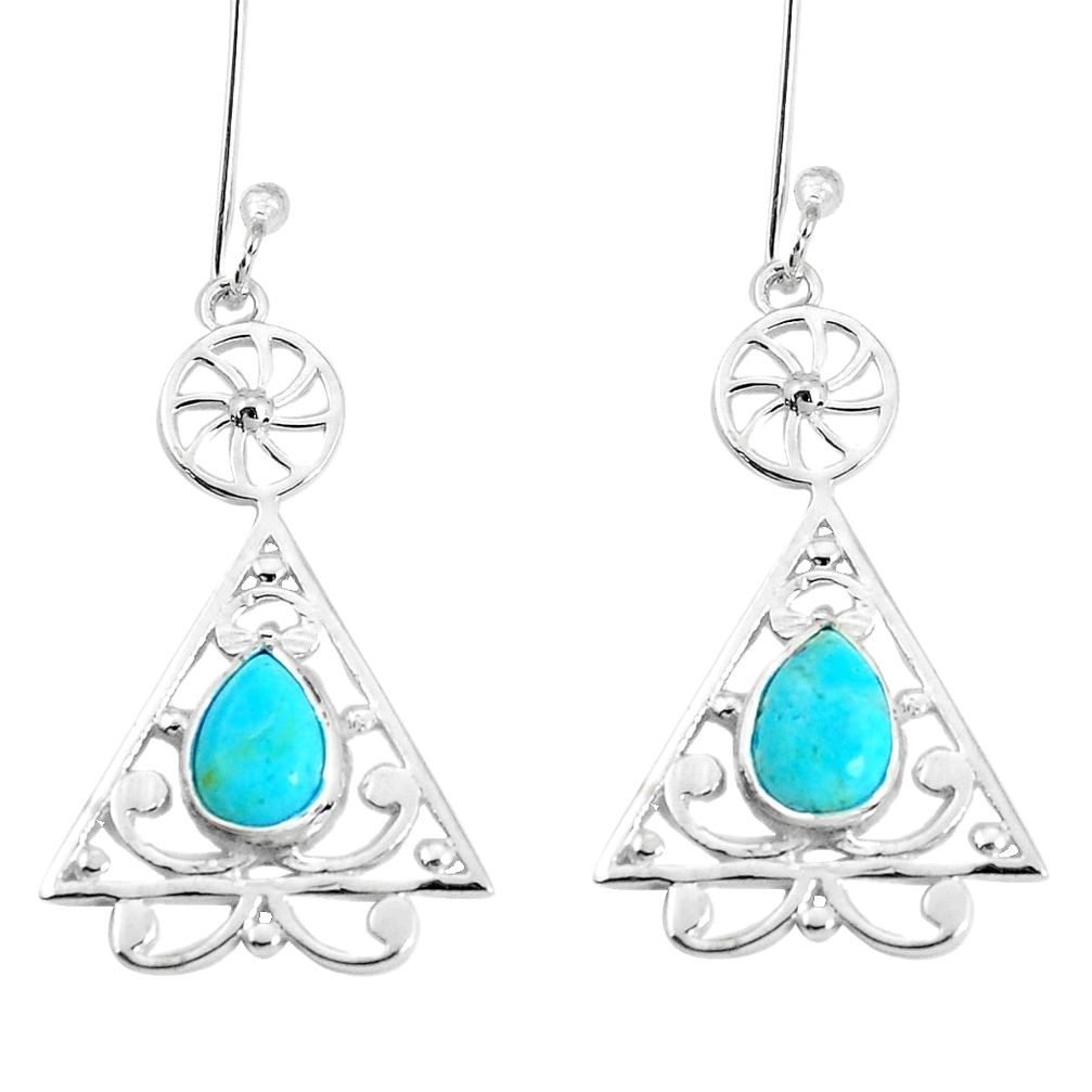 3.17cts blue arizona mohave turquoise 925 sterling silver earrings p58525