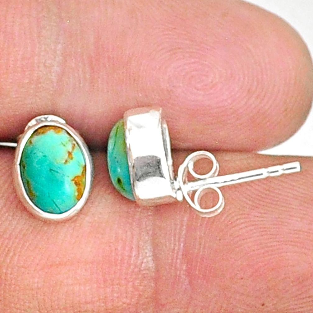 3.59cts blue arizona mohave turquoise 925 sterling silver stud earrings r83883