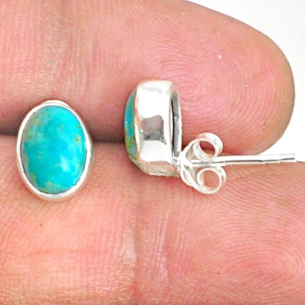 3.59cts blue arizona mohave turquoise 925 sterling silver stud earrings r83886