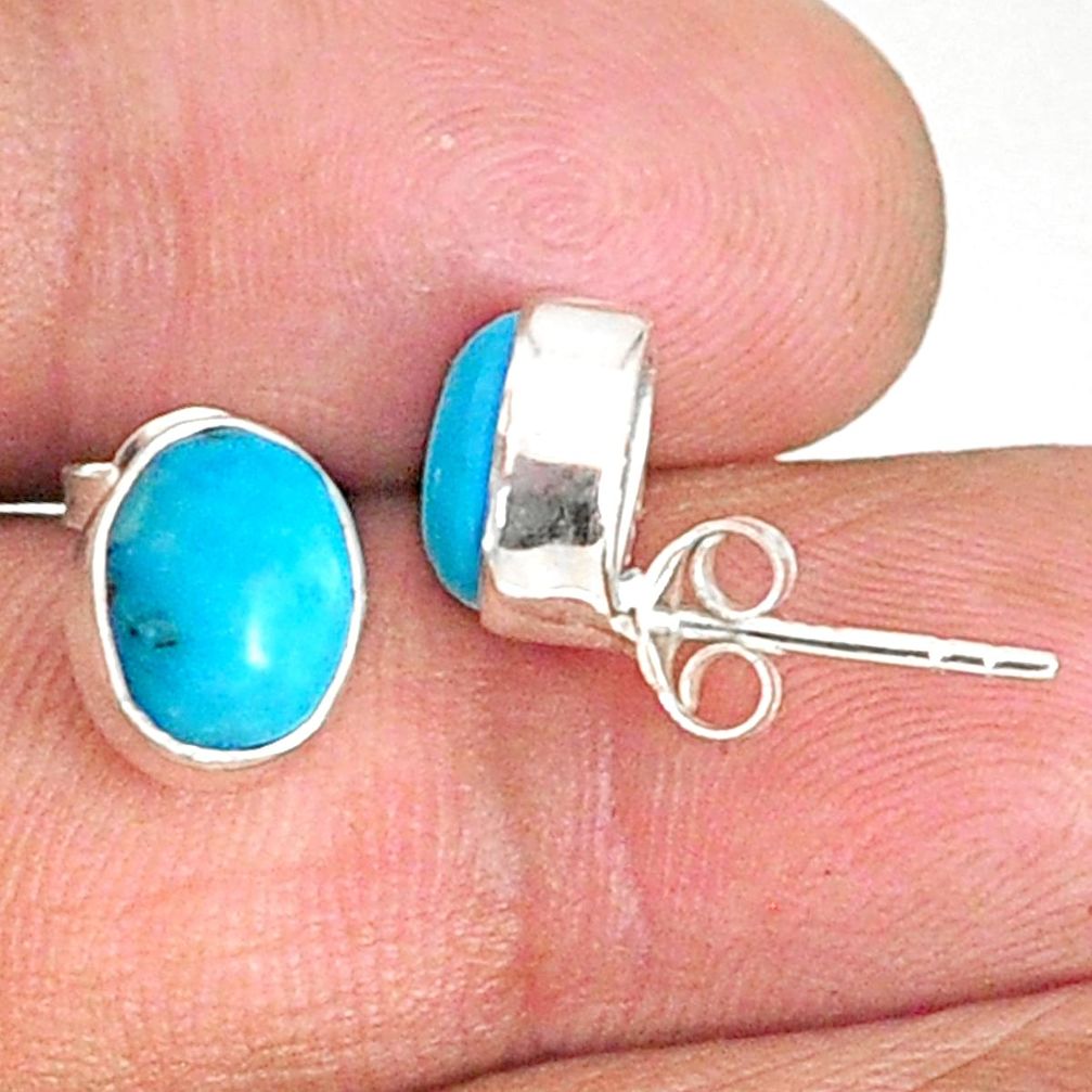 3.59cts blue arizona mohave turquoise 925 sterling silver stud earrings r83888