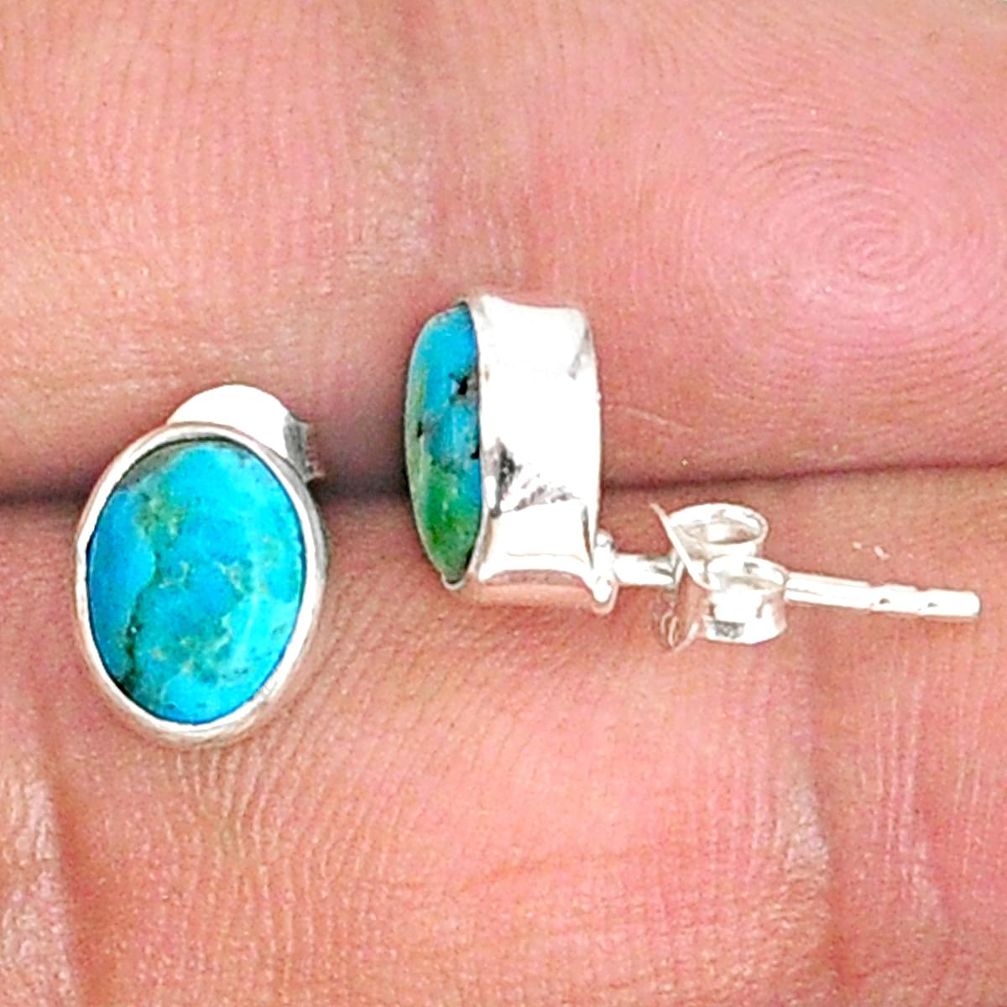 3.59cts blue arizona mohave turquoise 925 sterling silver stud earrings r83890