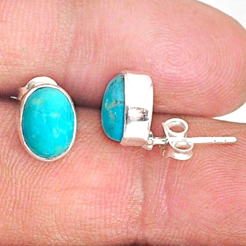 2.81cts blue arizona mohave turquoise 925 sterling silver stud earrings r83892