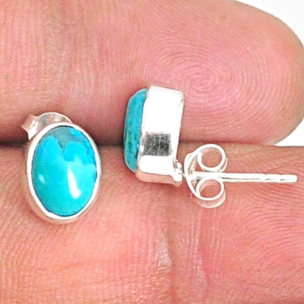 3.59cts blue arizona mohave turquoise 925 sterling silver stud earrings r83893